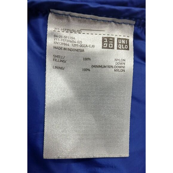 Uniqlo womens small cobalt blue puffer down jacket with hoodie coat - Picture 7 of 9